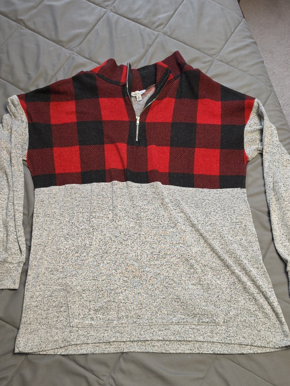 white birch Red & Black Buffalo Check Quarter-Zip Pullover Top